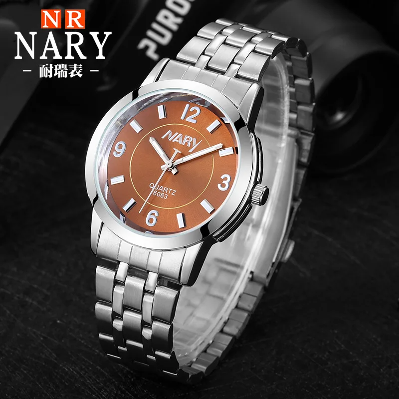 

NARY Women Men Watch Waterproof Business Fashion Watches Stainless Steel Top Brand Luxury Sports Chronograph Quartz Wristwatches