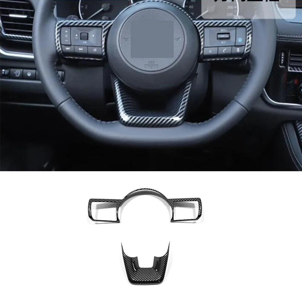 

For Nissan Note E13 2021 2022 ABS carbon fiber wood car Steering Wheel Button control Cover Sticker Interior Accessories