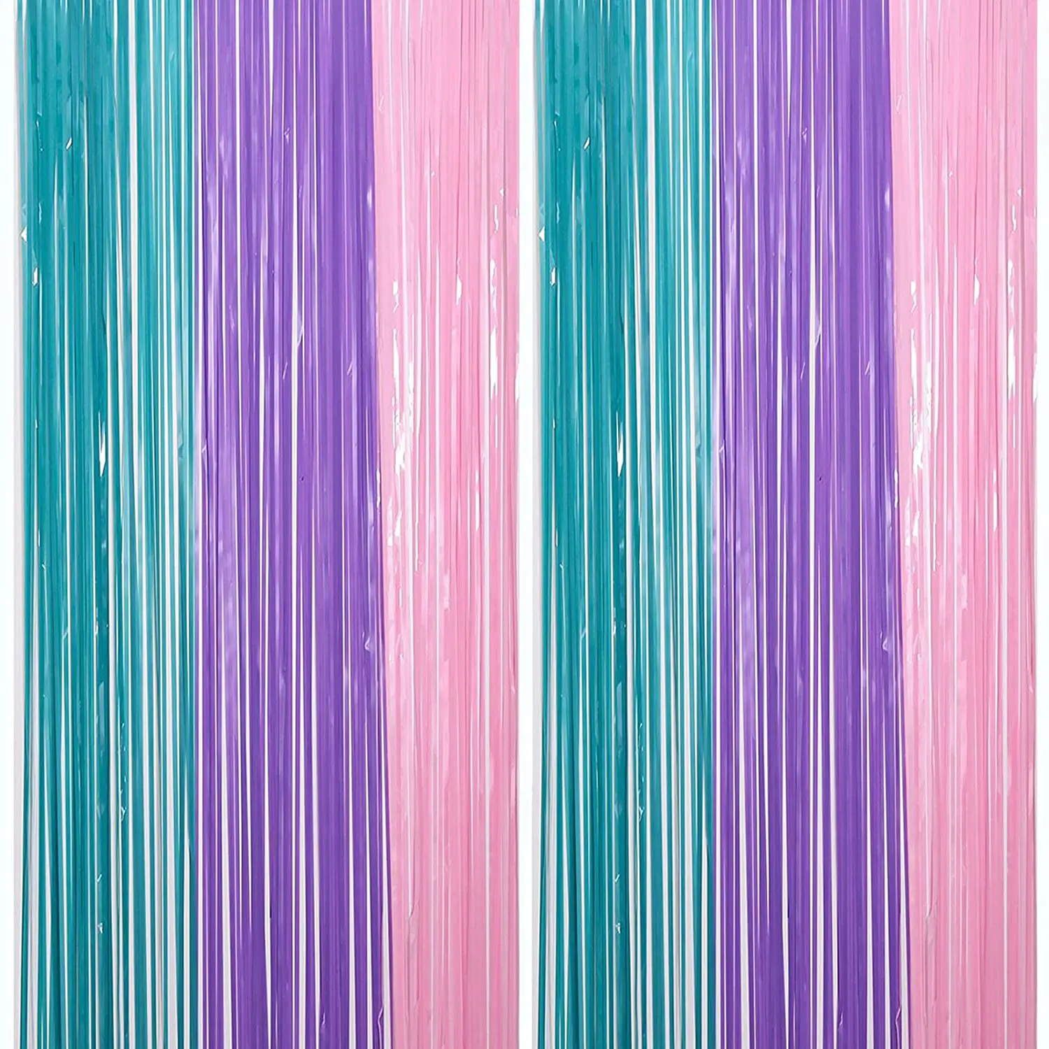 

Pink Purple Mint Green Unicorn Mermaid Party Tinsel Foil Fringe Curtains Garland Decor Photo Booth Backdrop Baby Shower Supplies