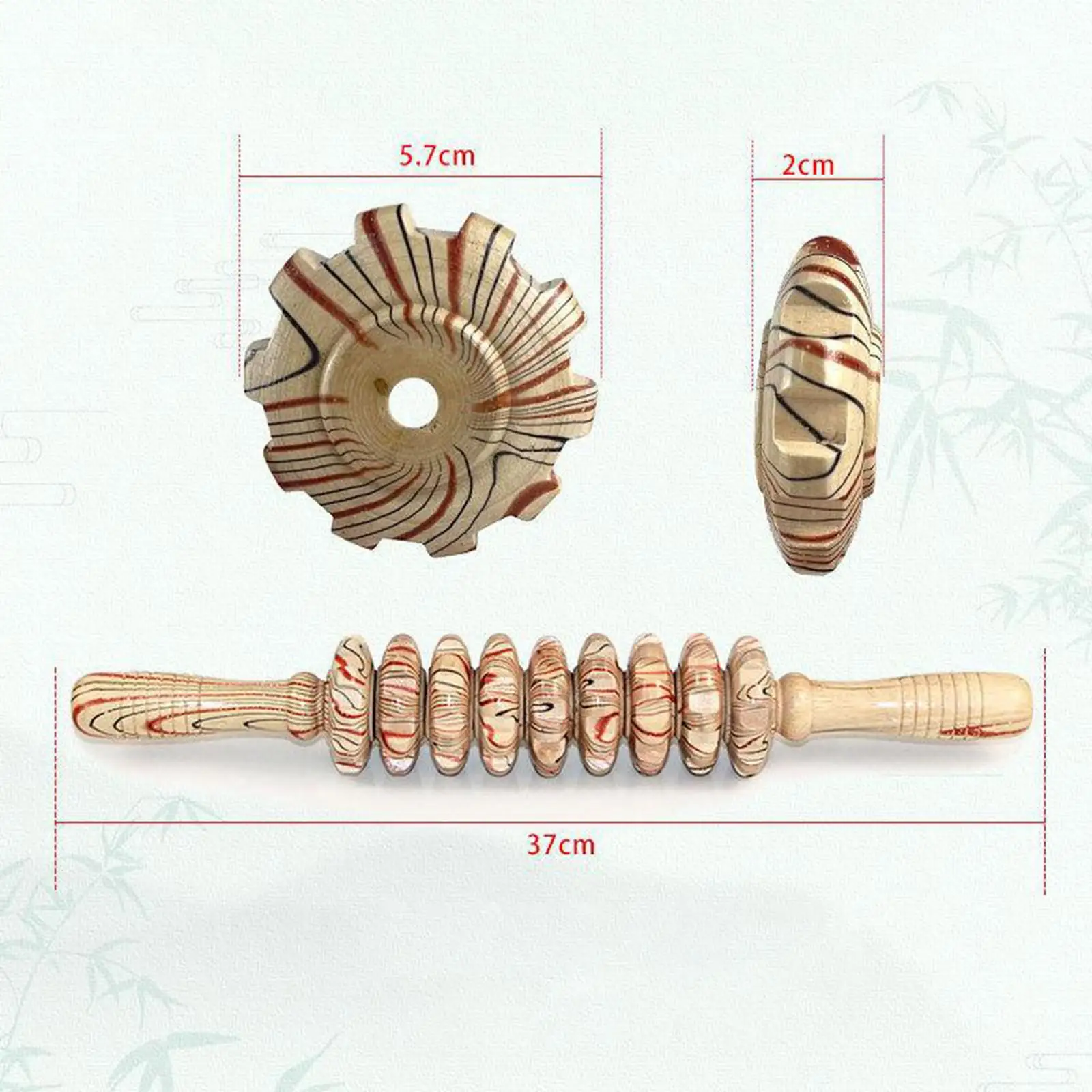 Деревянный массажный ролик профессиональный деревянный 9-колесный для мышц