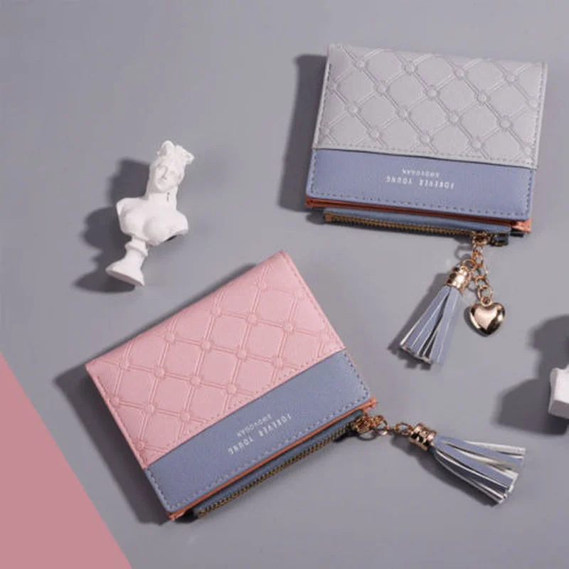 

Новый женский модный кошелек с кисточками, кошелек, женская сумка для монет, кожаная женская простая Двойная маленькая сумочка, сумка, сумки для хранения