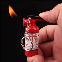 wholesale creative mini fire extinguisher pendant type butane gas lighter open flame keychain lighter