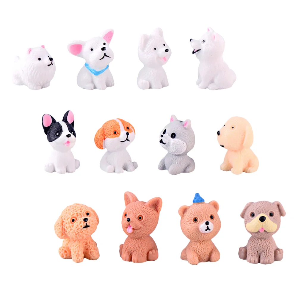 

Dog Figurines Mini Puppy Figures Miniature Toys Cake Garden Kidsanimal Animals Topper Fairy Resin Toy Realistic Dogsfavors Party
