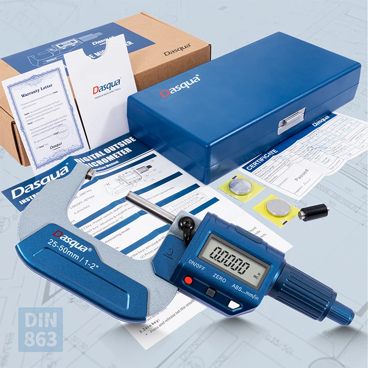 DASQUA Nuove Punte Speciali in Carburo 25-50mm Ad Alta Precision Digitale Micrometro Esterno Con Mandrino в Acciaio Inox