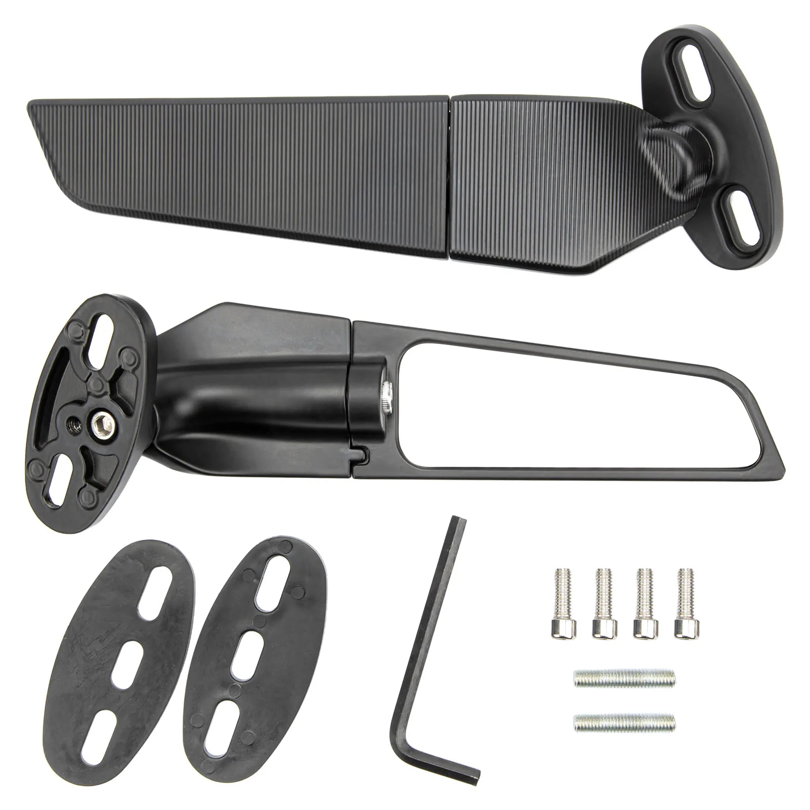 

2pcs Motorcycle Rearview Mirror Adjustable Rotating Wind Wing Mirror Replacement for Ninja 250 300 H2 H4