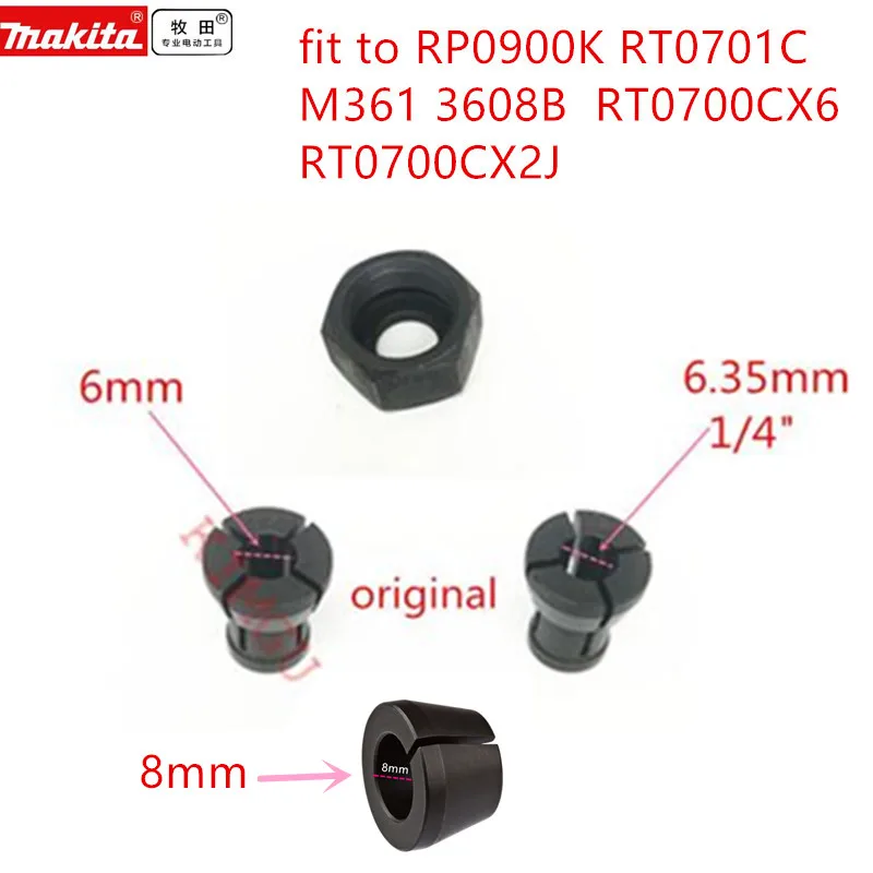 

Collet for MAKITA 763637-1 1/4" 6.35mm 763615-1 763636-3 6mm RP0900K RT0701C M361 3608B EINHELL RT0700CX2J RT0702C router