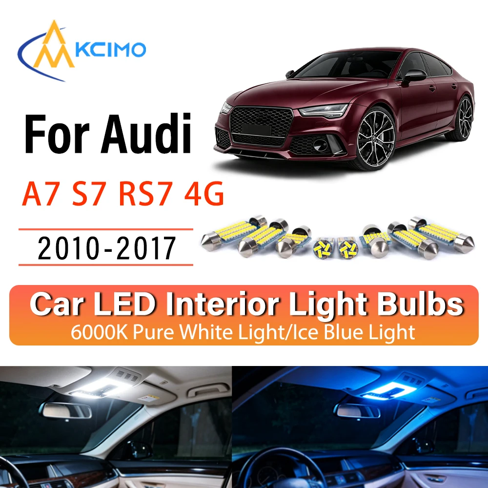 Фото Уютные светодиодные внутренние светильники для Audi A7 S7 RS7 4G 2010-2017: прочные, с синим и белым светом, долговечные, быстрая установка, премиум-качество №1