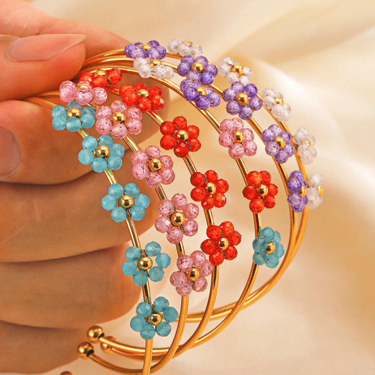 Женский Браслет-манжета из нержавеющей стали с фианитами