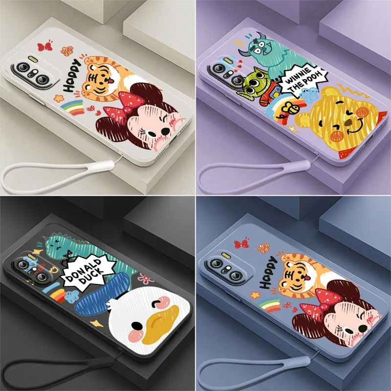 

Mickey Mouse Donald Duck Pooh Phone Case For Xiaomi Redmi K50 K40 10X 10 9T 9AT 9A 9C 9 8A 8 7 6A 5A Gaming Liquid Rope Cover