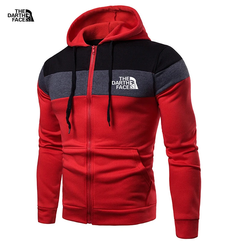 Spring and autumn fleece thermal zipper hooded sweatshirt men's casual three-panel zipper hoodie sweater men's brand coat