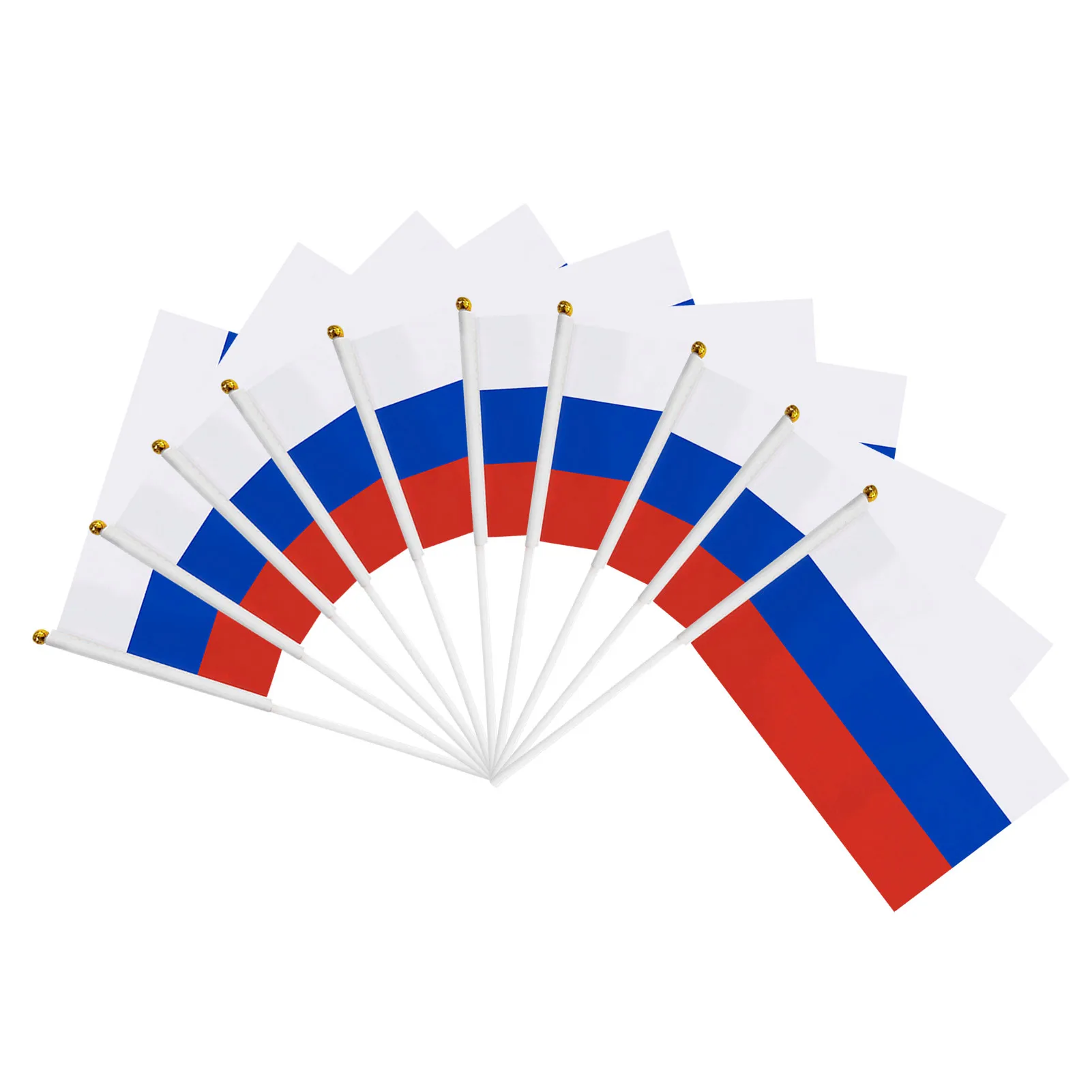 

10pcs 14x21cm Small Russian Stick Flag Handheld Russian Flags With Flagpole For Activity Parade Sports Home Decoration