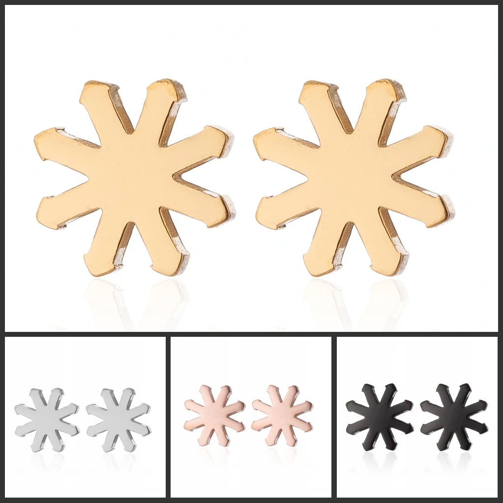 

Christmas Snowflake Stud Earrings Snowflake Brushed Temperament Versatile Design Stainless Steel Jewelry Gift