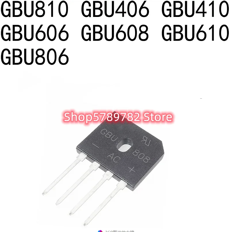 5pcs New Original GBU605 GBU606 GBU608 GBU610 GBU6J GBU6K GBU8J GBU805 GBU806 GBU807 GBU808 GBU810 Rectifier Dridge Chip