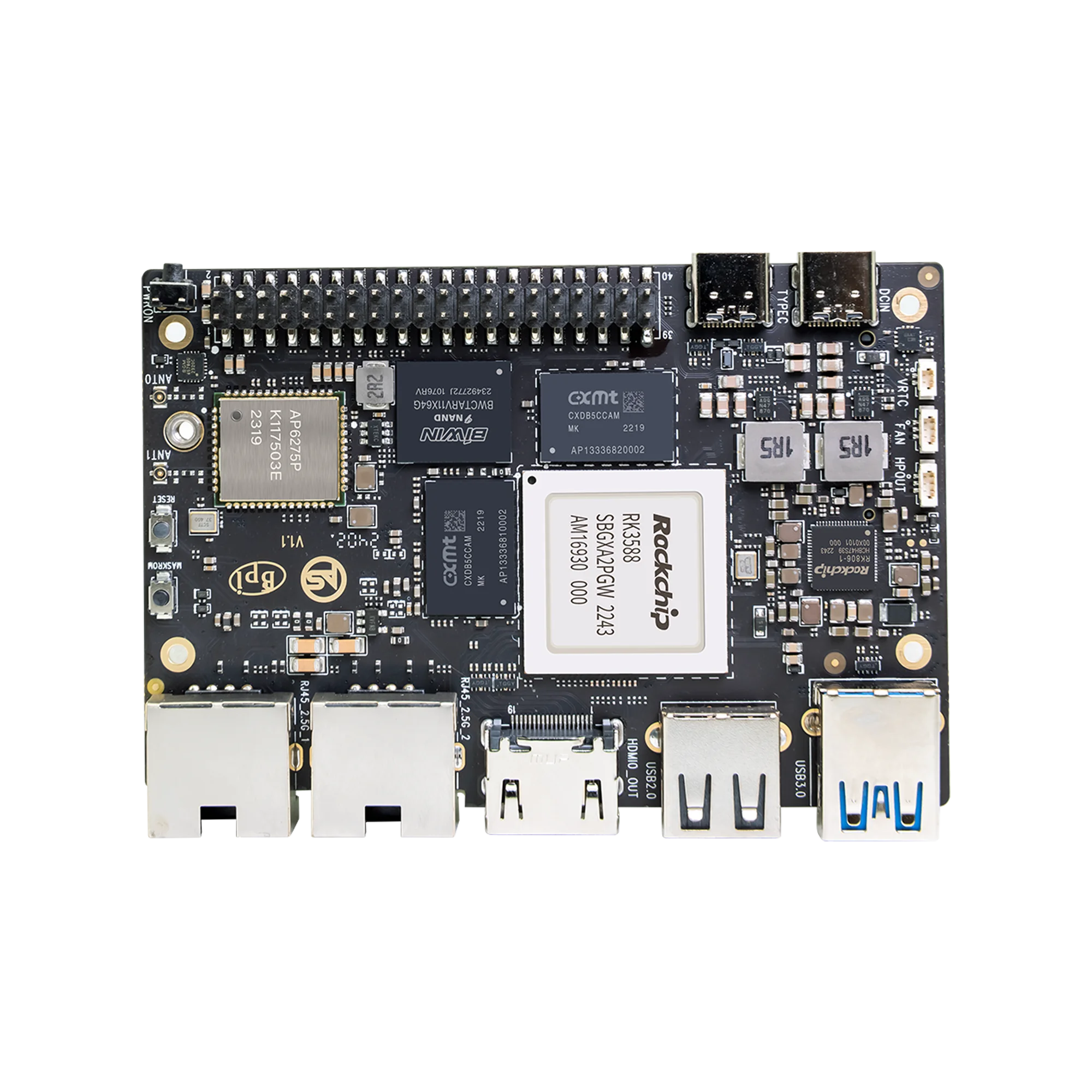 Banana Pi BPI-M7 RockChip RK3588 Quad A76 2 4 ГГц и A55 1 8 Mali G610MC4 GPU опционально 8G/16G/32G LPDDR4 64G/128G eMMC
