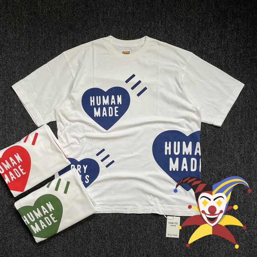 

2023ss Human Made T Shirt Men Women 1:1 High Quality Heart Print Oversized Hip Hop Top Tees