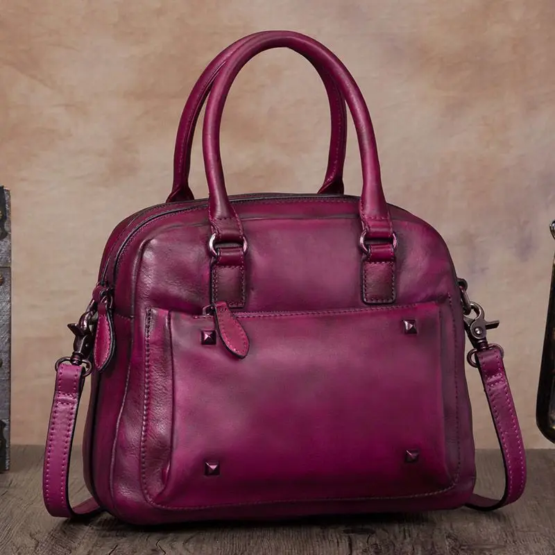 Vintage Leather Rivet Shell Bag High Quality Cow Leather Women's Handbag Fashion Simple Casual Women's Messenger Bag For Women