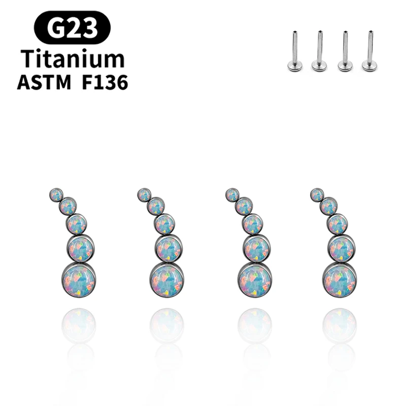 Серьги-гвоздики для губ, с опалом, 16 г, ASTM F136, пирсинг, ювелирные украшения для женщин
