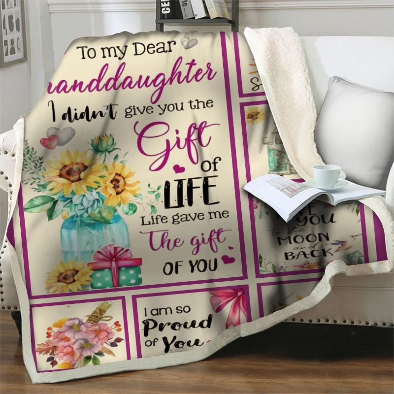 

Colorful Flower 3D Blanket Soft Plush Flannel Throws Blankets for Sofa Beds Couch Home Quilt Cover Letter To Granddaughter Gifts