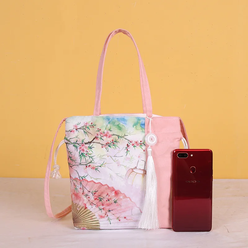 New Hanfu Bag Women Oblique Straddle Shoulder Backpack Handbag for Girls Simple Handle Bags