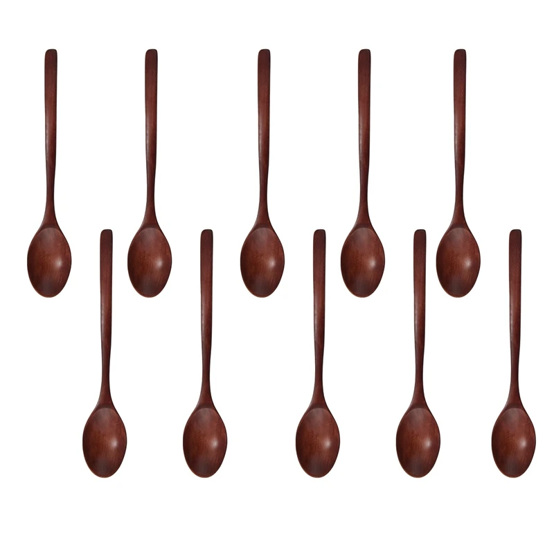 

Wooden Spoons,10 Pieces Soup Spoons For Mixing Stirring,Long Handle Spoon Kitchen Utensil,Teaspoons Coffee Spoons