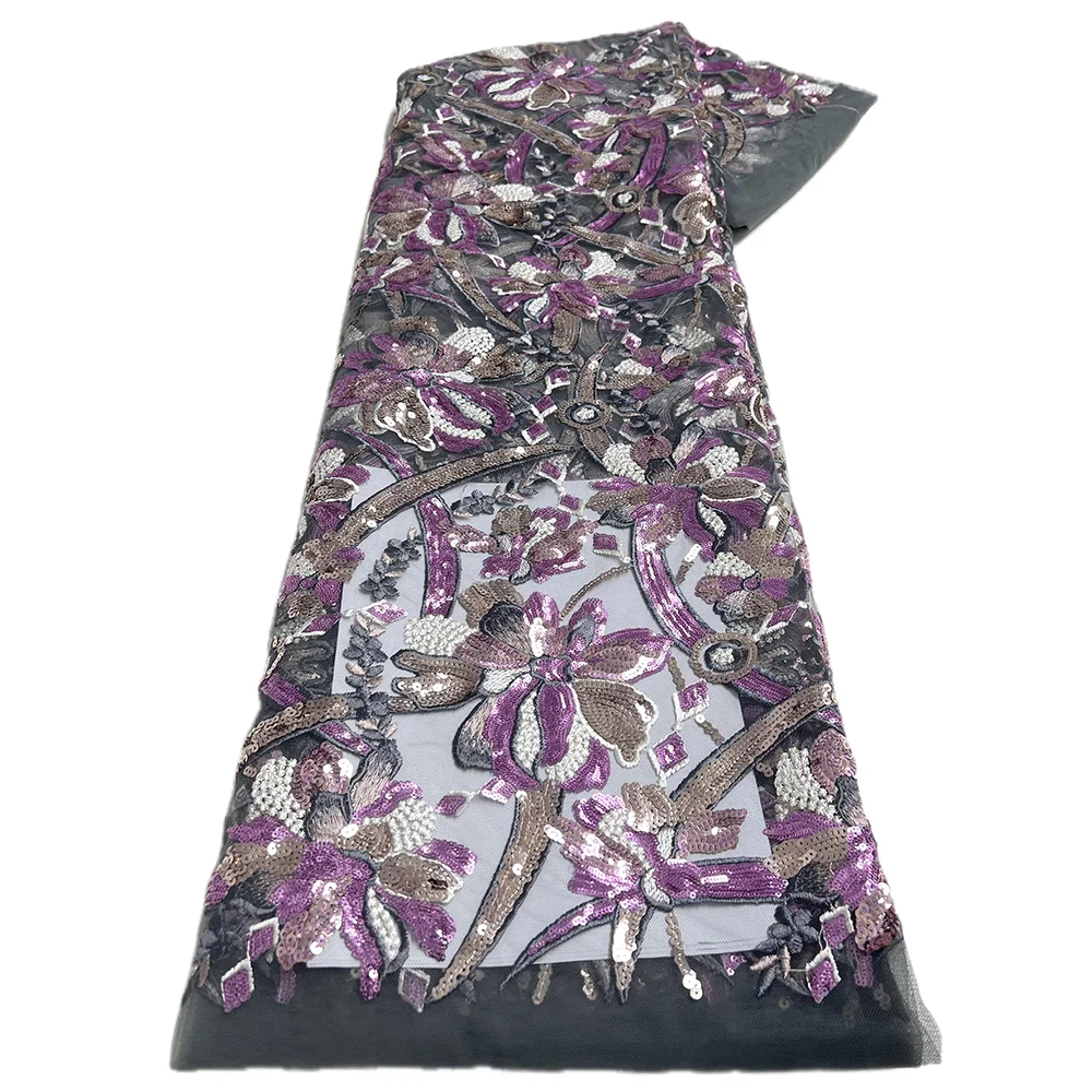 Африканская сетка французская кружевная ткань с блестками вышитая нигерийская