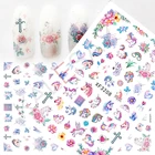 Самодельные наклейки для дизайна ногтей, украшения для ногтей, дизайн маникюра, единорог, наклейки для ногтей, клей на тыльную сторону, 3D фольга, аксессуары для дизайна ногтей