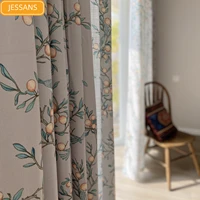 american pastoral cotton and linen watercolor hand painted printing curtains for living room bedroom bay window customization