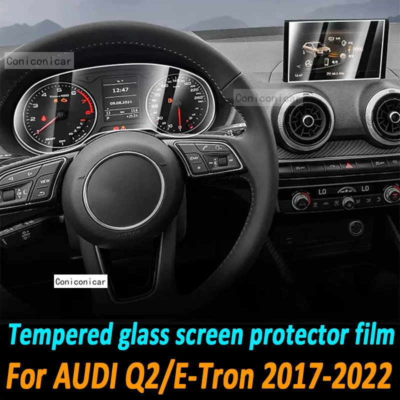 

For AUDI Q2 E-Tron 2017-2022 GPS Navigation Multimedia Screen Tempered Glass Protection Film Auto Accessories Prevent Scratches