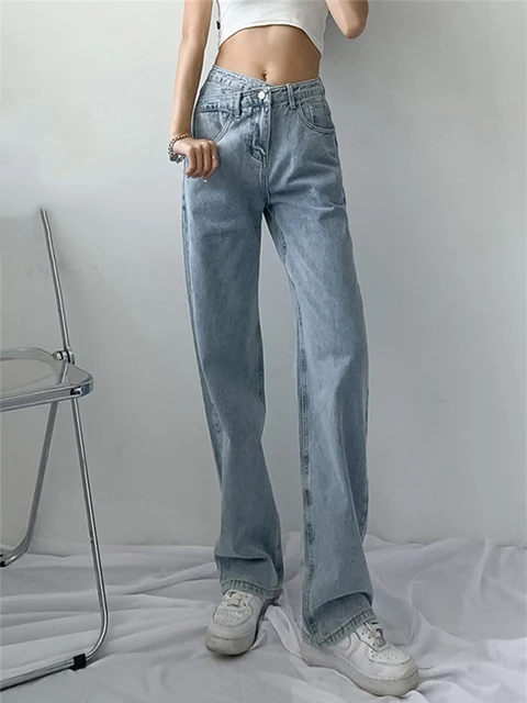 

Женские мешковатые джинсы, новинка 2023, широкие брюки полной длины с высокой талией и перекрещивающимися книзу штанинами, винтажная уличная одежда