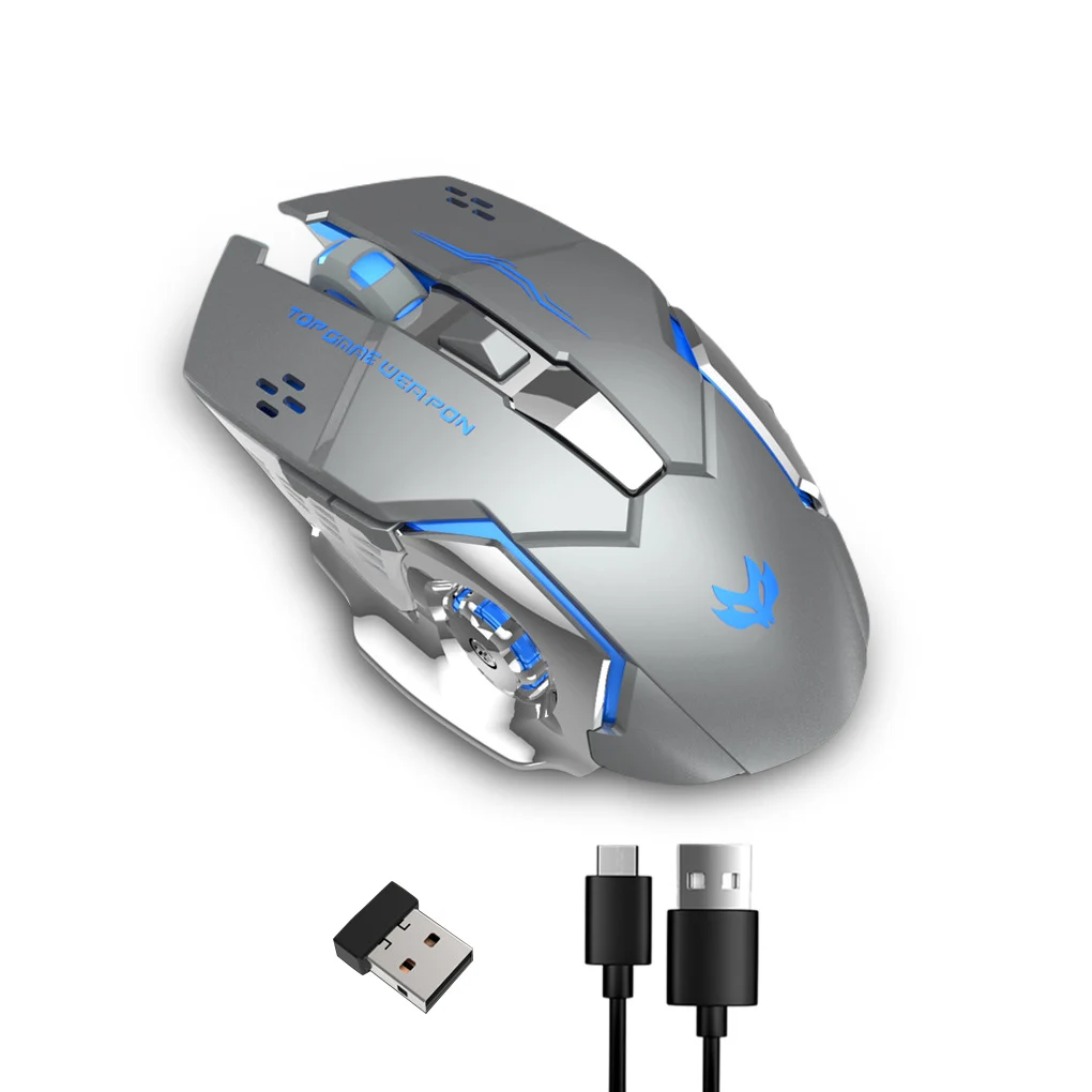 

Wireless Mouse Rechargeable Silent 2.4GHz Mice Receiver 6 Buttons Ergonomic Portable Laptop Travel Replacement for iOS