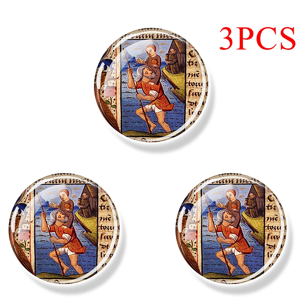 

St Christopher Home Decoration Glass Cabochon Fridge Stickers Magnet 30 MM Baby Jesus Refrigerator Decor Magnets