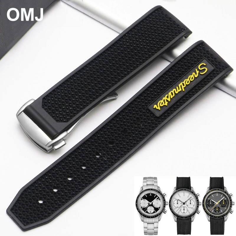 

22mm Rubber Silicone Watchband for Omega Sxwatch Moon Watch Speedmaster Seamaster AT150 Tag Heuer Soft Strap