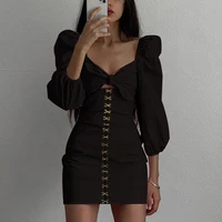 french retro bow knot slim new womens clothing europe and the united states ins fashion sexy package hip dress short skirt