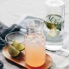 Стеклянная бутылка для воды со стеклянной чашкой, набор холодного чайника, бытовая бутылка для питьевой воды, семейный набор чашек для напитков и чая