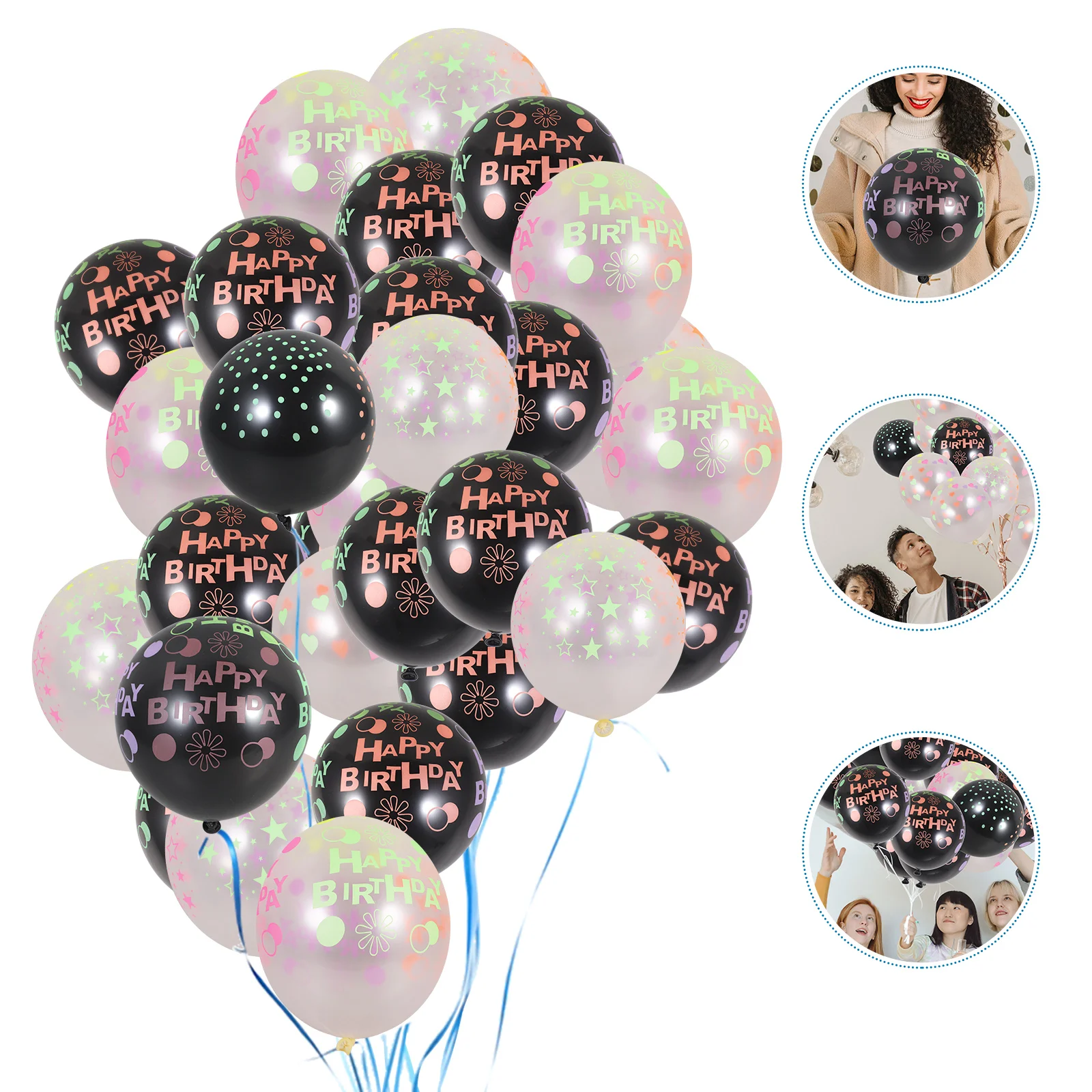 

100Pcs Decorative Creative Fluorescent Balloons Glow In The Dark Balloons Neon Balloons Neon Party Supplies