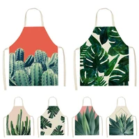 nordic style tropical plants leaves printed kitchen apron antifouling restaurant chef bib aprons for women cooking accessories