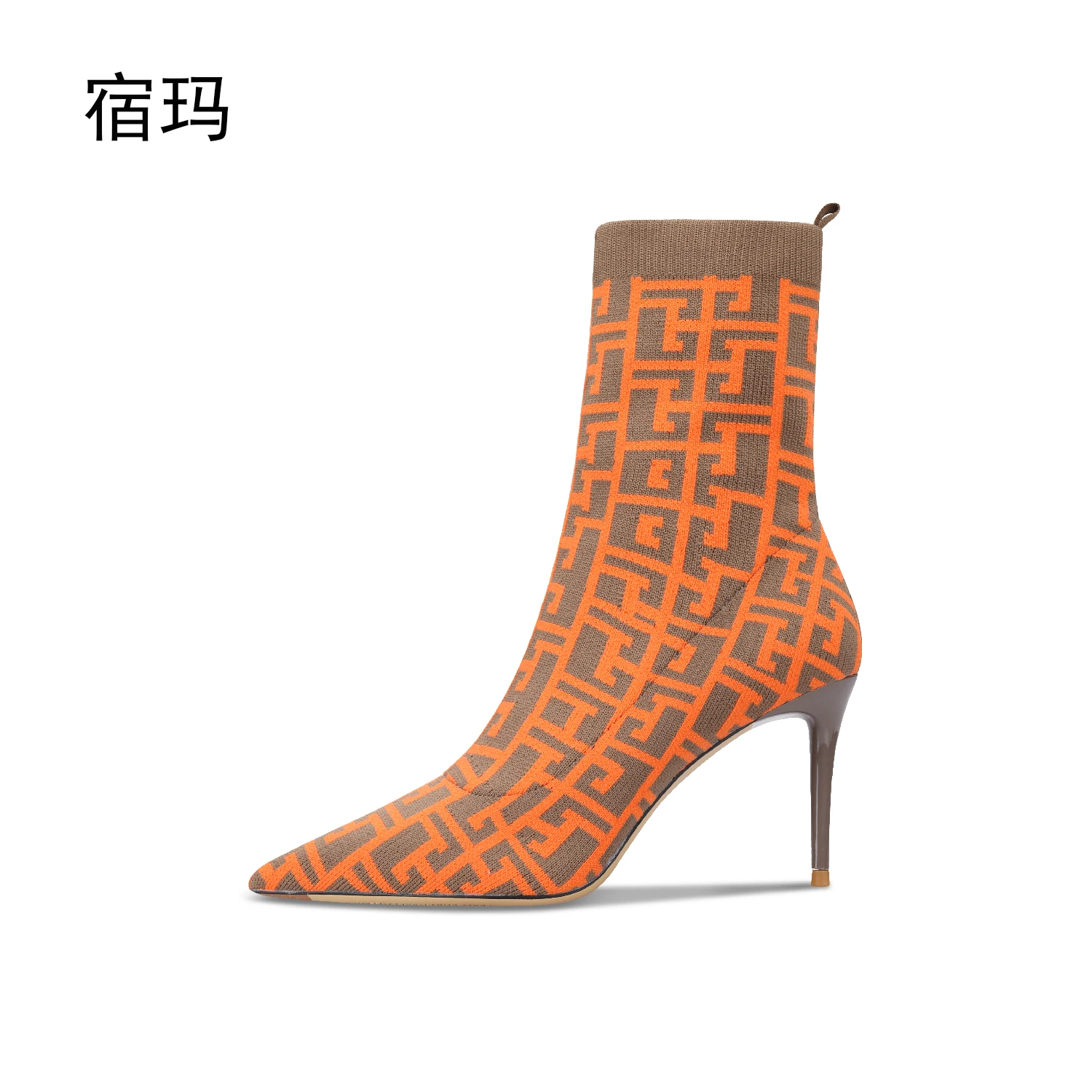2022 New Black Heels Socks Boots Women Stretch Fabric Elastic Stilettos Heel Pointed Toe Fashion Ankle Boots Shoes Woman Boats