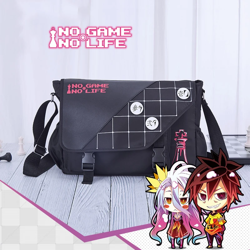 

Anime NO GAME NO LIFE Shiro Sora Cosplay Student Knapsack Black Single Shoulder Bag Japanese Game Handbags 37x24x12cm
