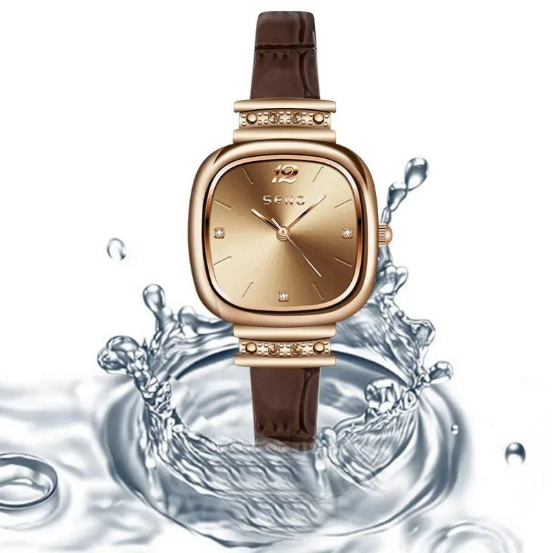 Часы Маленькие женские кварцевые роскошные модные водонепроницаемые спортивные