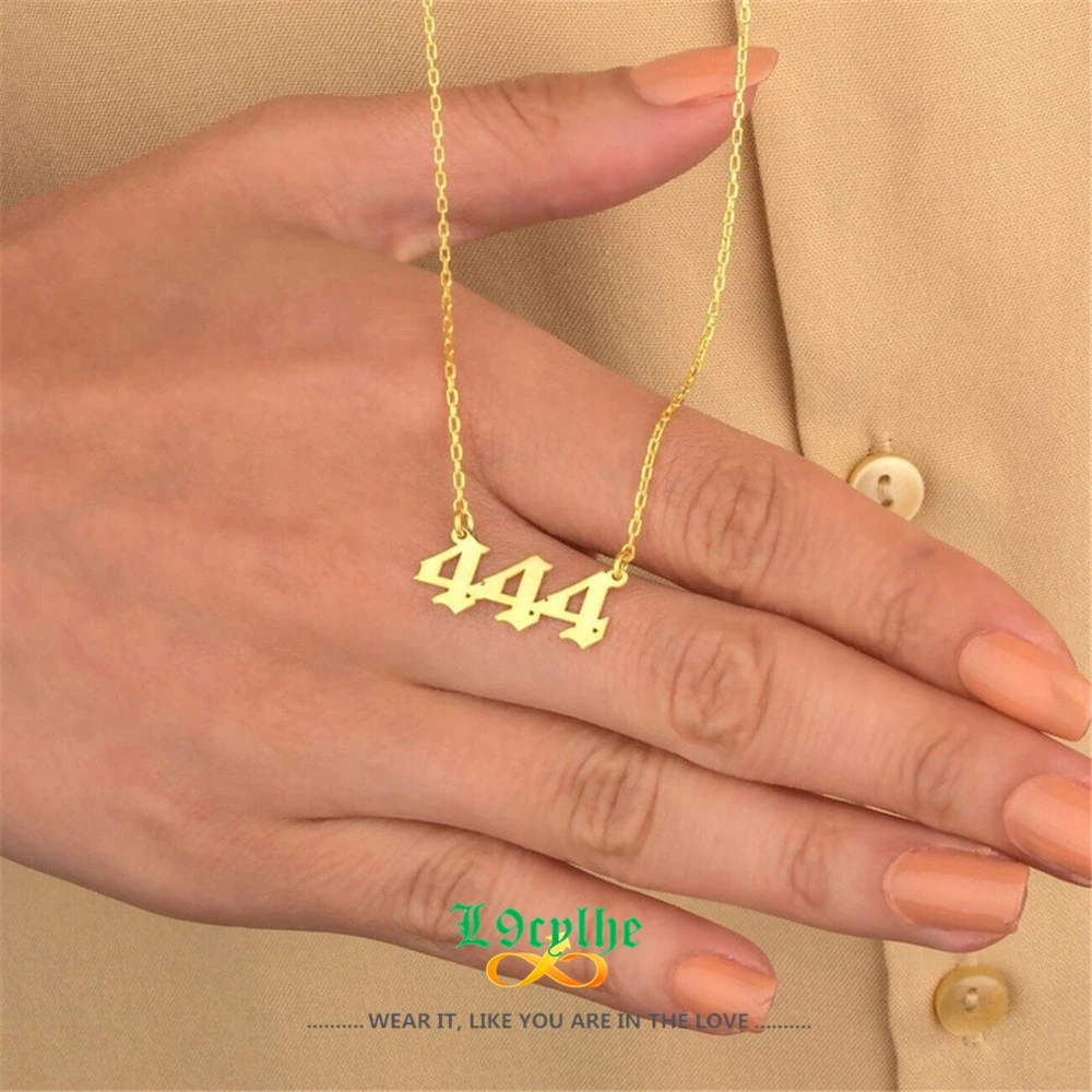 

10pcs/lot Gold Silver Angel Number Pendant Necklace 777 Lucky Jewelry Stainless Steel 444 Choker Necklaces 222 Graduation Gift