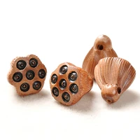 10pcs manual carving lotus root shape pendant charms wooden hangings diy jewelry making accessories mahogany style