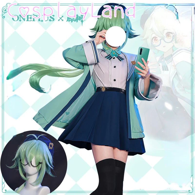 

IN STOCK Game Genshin Impact Cosplay Costume Cute ONEPLUS Sucrose JK Uniform Suit Girl Dress Sucrose Shirt Skirt Coat Outfit