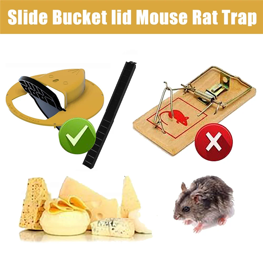 

Mice Trap Reusable Smart Flip and Slide Bucket Lid Mouse Rat trap Humane Or Lethal Trap Auto Reset Rat Door Style Multi Catch