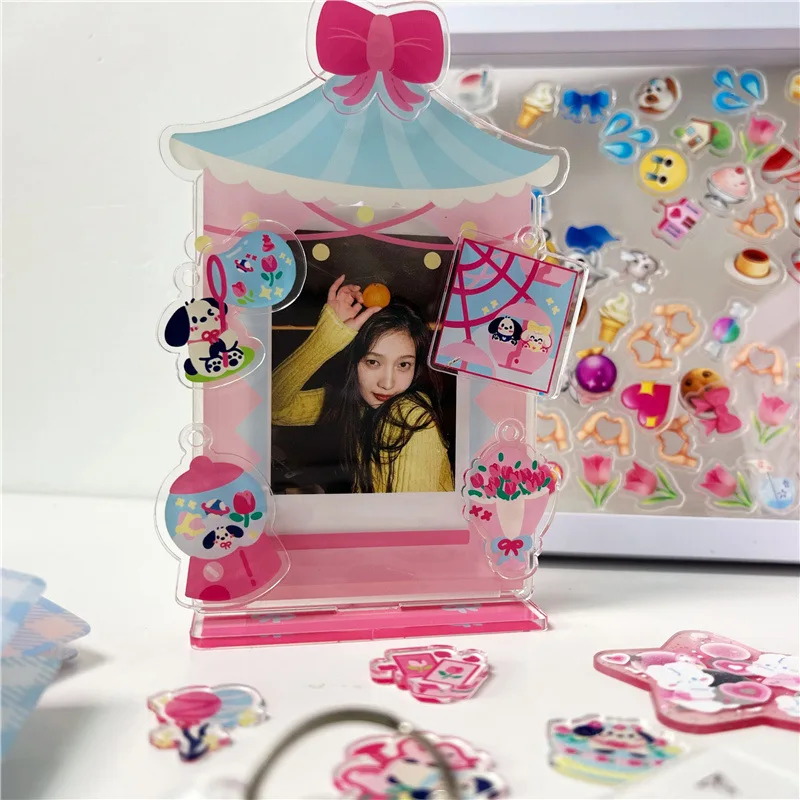 MINKYS Kawaii 3 inch Kpop Photocard Holder Idol Photo Card Display Holder Small Card Protective Case Stationery