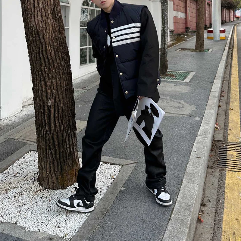 New Vest Down Jackets Stand Collar Winter Warm Men Casual Vest Quality Famous Brand Classic Stripes Woman Jacket TB Vest