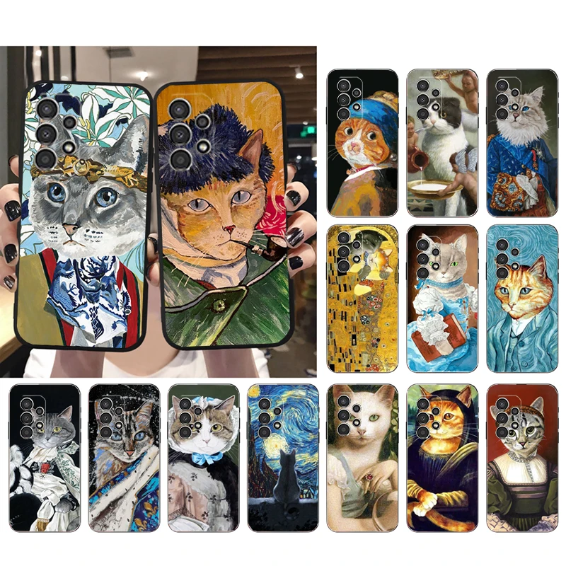 

Phone Case for Samsung Galaxy A73 A13 A22 A32 A71 A33 A52 A53 A72 A73 A51 A31 A23 A34 A54 A52 A53S Van Gogh Art Cat