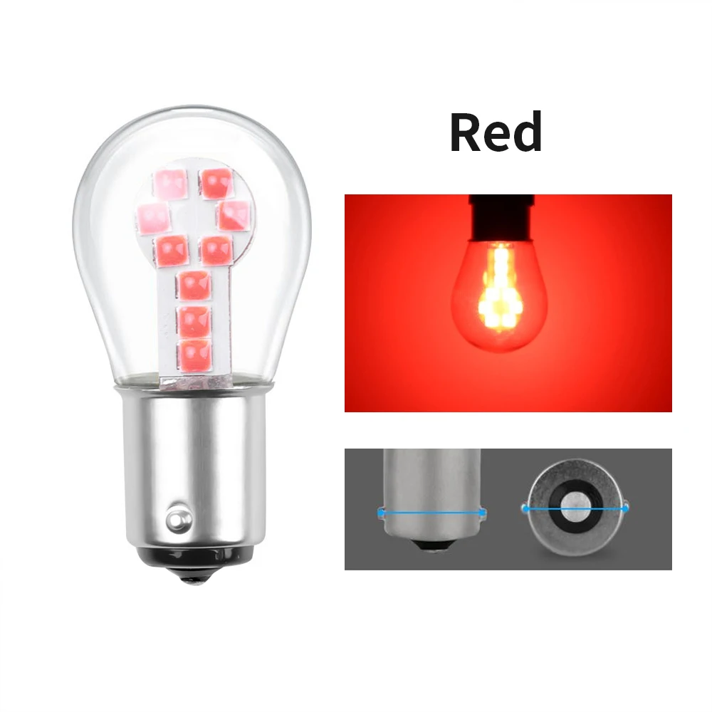 

12V Car Turn Signal Light Red Amber White1156 BA15S/1157 BAY15D P21/5W 18LEDS Chip 3030 Bulb R5W R10W S25 Auto Brake Light Lamp
