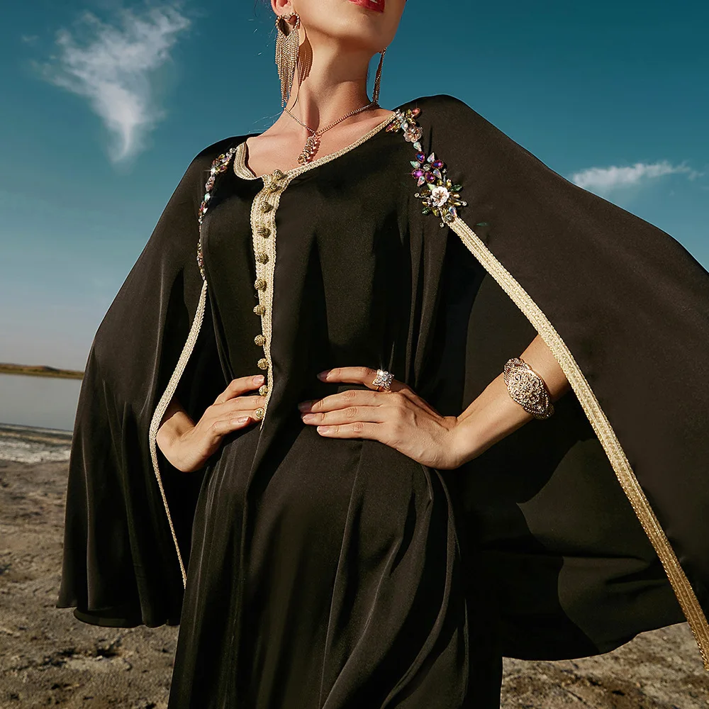 Ramadan Eid Dubai Abaya Black Fake 2-piece Saudi Arabic Turkey Islam Muslim Dress Abayas for Women Kaftan Robe Djellaba Femme