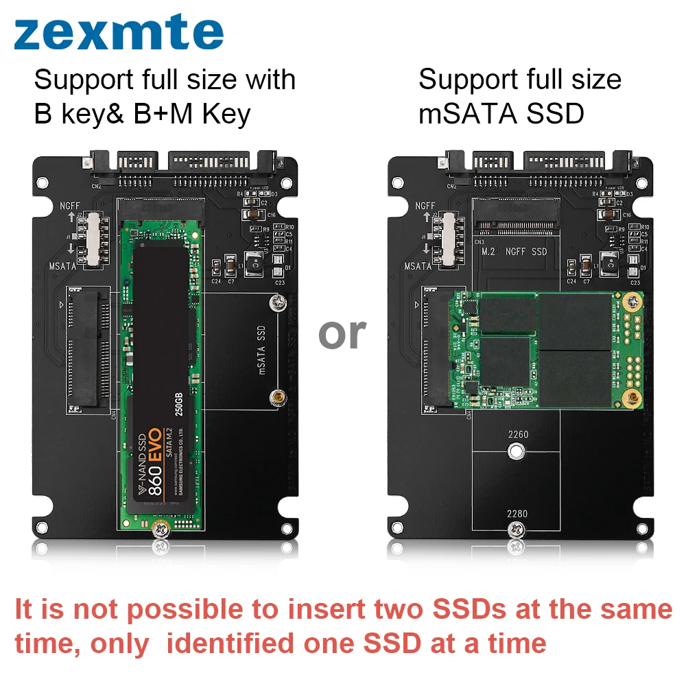 Адаптер Zexmte M.2 NGFF MSATA SSD на SATA 3,0, карта адаптера для ноутбука, адаптер 6Gps M.2 Ngff или Msata SSD, конвертер карты для ПК и ноутбука