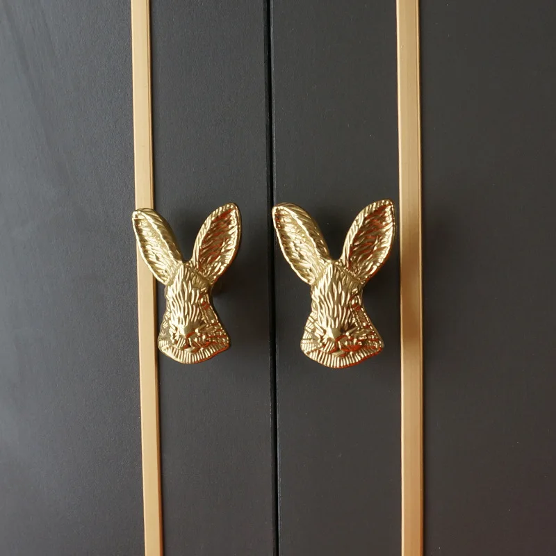 

Solid Brass Bugs Bunny Knob Rabbit Handle Nordic Cabinet Door Cupboard Handles Drawer Pulls and Knobs Decor Furniture Hardware